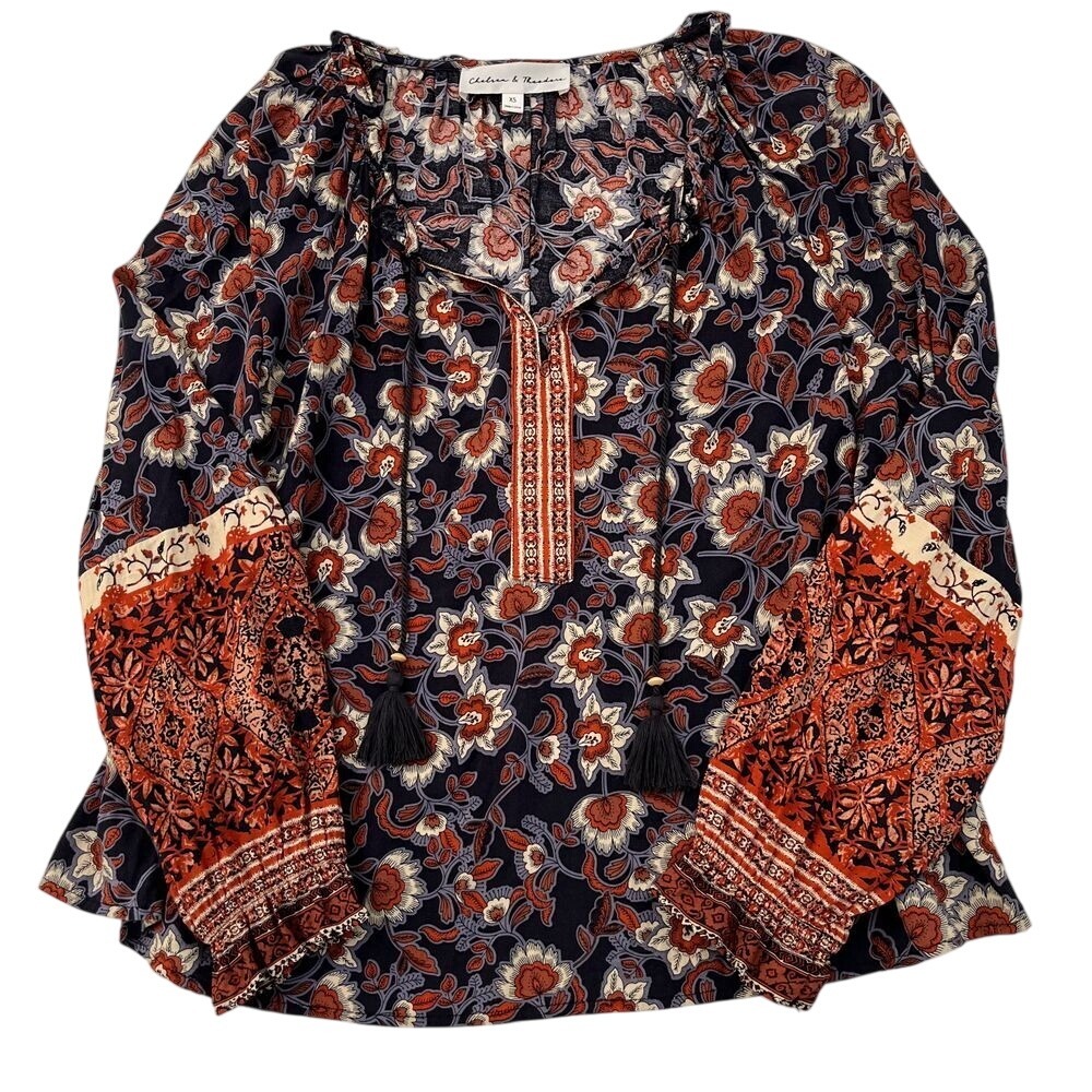 Chelsea & Theodore Womens Floral Long Sleeve Top, Chelsea & Theodore‎ Womens 56